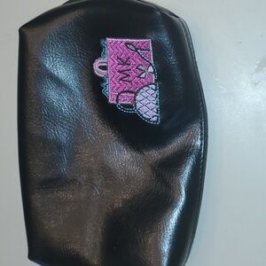 Mary Kay Black Cosmetic Bag with Pink Embroidery